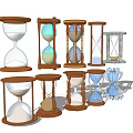 Various Design Hourglass Decorative Ornament Set With Wooden Frames And Colored Sand