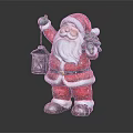 Red Clad Santa Claus Figure Holding Lantern And Small Christmas Tree Decoration