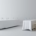 Minimalist Conference Tables With White Tablecloth Chairs And Water Bottles