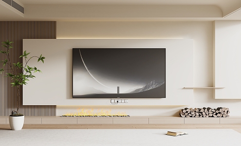 Modern TV Background Wall Cream Style TV Background Wall TV Cabinet TV 3d model