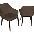 Brown Leather Dining Chairs with Armrests and Modern Minimalist Design