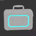 Gray Equipment Case With Handle And Blue Glowing Lines Portable Durable Design Rectangular Panel