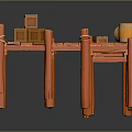 Orange Wooden Dock Structure With Planks Posts Crates And Barrel