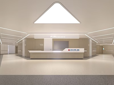 Modern China Construction Bank Lobby Interior With Front Desk And Lighting 3d model