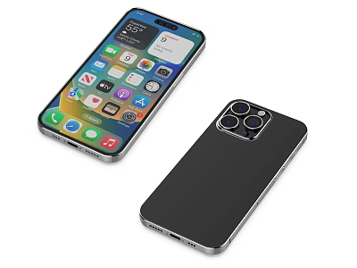 Smartphone Front Screen Display With App Icons And Back Multiple Camera Black Case Design 3d model
