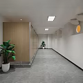 Modern Minimalist Public Toilet Wash Area With Large Backlit Mirror Marble Countertop And Wooden Cabinets