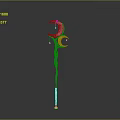 Enchanting Crescent Moon Magic Staff With Twisted Green Glowing Accents