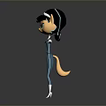 Cartoon Female Character In Blue Outfit With White Gloves Boots And Green Eyes