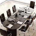 Modern conference table and chair combination 3d model