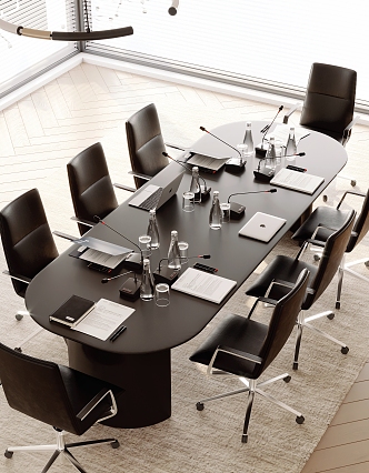 Modern conference table and chair combination 3d model