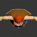 Cartoon Female Character With Red Braided Hair Blue Dress Necklace Yellow Bracelets And Brown Cape