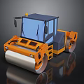 Yellow And Black Road Roller With Cab Windshield And Heavy Duty Construction Roller Drum 3d model