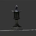 Traditional Architectural Stone Lantern With Ornamental Top And Square Base Structure