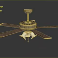 Elegant Ceiling Fan With Wooden Blades Metal Decoration And Lighting Fixture Design