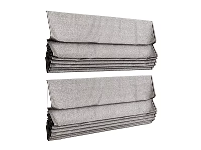 Gray Linen Roman Shades With Pleated Design For Home Window Treatment 3d model