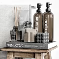 Stylish Bathroom Accessories With Towel Bottles Scented Sticks Wooden Stool Dried Plants