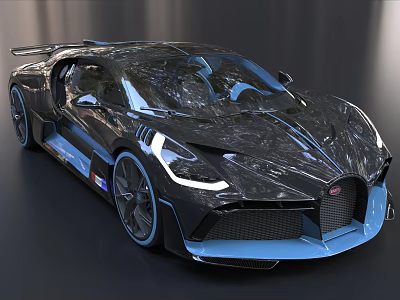 Luxury Black Sports Car With Blue Accents Sleek Aerodynamic Body And LED Headlights 3d model