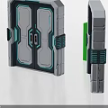 Modern Double Doors Design With White Teal Color And Geometric Lines