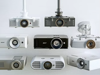 Modern Projector Projection Curtain Projector Combination 3d model
