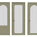 Stylish Casement Doors With Arched And Rectangular Glass Panels For Home 3d model