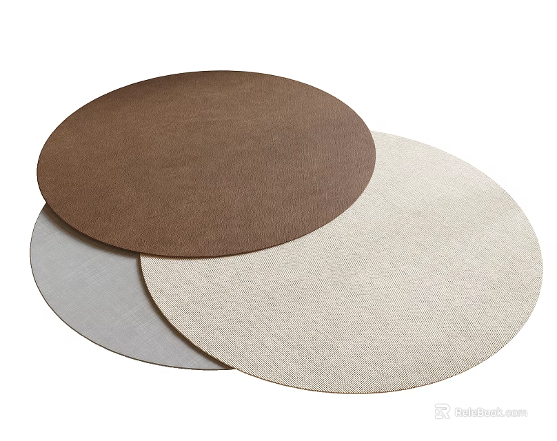 Three Round Rugs In Different Neutral Tones 3d model 