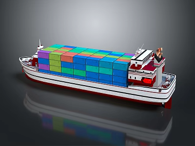 Vibrant Container Ship With Multicolored Cargo Containers And Red White Hull For Maritime Transport 3d model