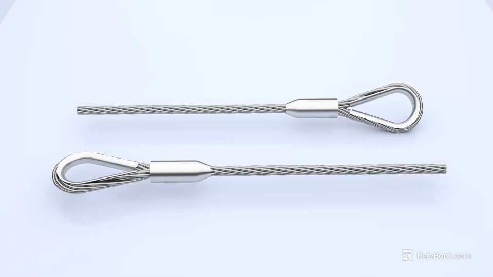 Stainless Steel Wire Ropes With Loop Ends And Metal Ferrules For Lifting Applications 3d model 