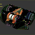Precision Mechanical Device With Black Base Orange Silver Components And Fixing Points