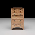 Classic Solid Wood Chest of Drawers Featuring Multiple Storage Drawers and Metal Handles