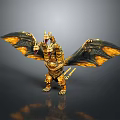 Majestic Three Headed Dragon Game Movie Character With Golden Black Wings And Mythical Design