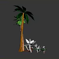 Tropical Decorative Scene With Tall Palm Trees Green Leaves And Orange Trunks