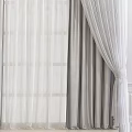 Elegant Light Gray Curtains With Sheer Layer And Tie Backs Window Treatment 3d model