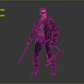 Male Character Wearing Black Leather Jacket And Sunglasses Holding Silver Long And Red Short Guns