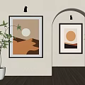 Minimalist Landscape Paintings With Abstract Desert And Sunset Scenes In Modern Room