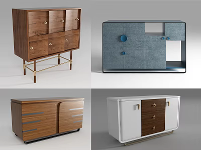 Modern Console Cabinet And Sideboard Designs With Wooden Drawers Metal Legs And Color Options 3d model