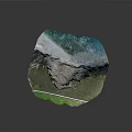 Natural Rock Formation With Flat Top Green Grass And Gray Rocky Texture