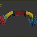 Colorful Hand Shaped Toy With Yellow Curved Body Red Blue Grips And Black Connector