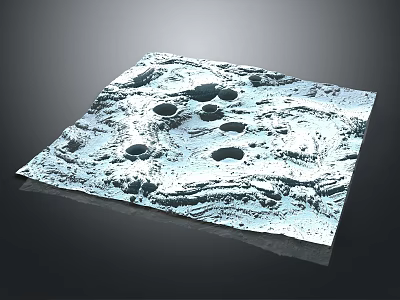 3D Lunar Surface Model Square Shaped With Detailed Craters And Textured Surface 3d model