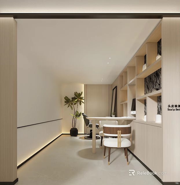 Modern Luxury Beauty Hair Salon Interior With Styling Chairs And Soft Lighting 3d model 