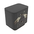 Elegant Black Chest Of Drawers With Exquisite Hand Painted Red Crowned Crane Decor For Home