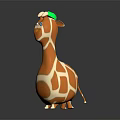 Cute Giraffe Game and Movie Character With Orange White Stripes And Green Hat