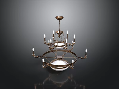 Elegant Golden Chandelier With Multiple Arms And Candle Shaped Bulbs White Base 3d model