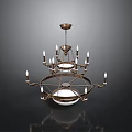 Elegant Golden Chandelier With Multiple Arms And Candle Shaped Bulbs White Base