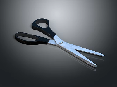 Sharp Metal Scissors with Black Handles and Silver Blades for Home Office and Craft Projects 3d model