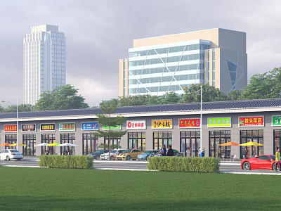 Modern Commercial Street Shop 3d model