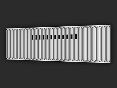 Sleek Modern Metal Component With Parallel Cylindrical Bars And Central Slots 3d model