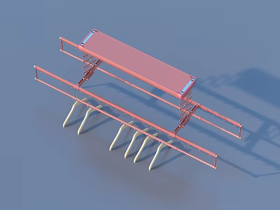 Pink Multi Layer Clothes Drying Rack With Hooks For Home Use 3d model