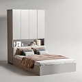 Modern Bedroom Design With White Wardrobe And Comfortable Bed Setup 3d model