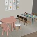 Modern children's table and chair toys 3d model