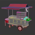 Playland Food Cart with Red Awning Silver Body Serving Window and Wheels